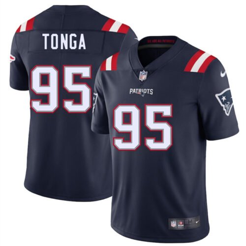 Navy New England Patriots #95 Khyiris Tonga 2025 Vapor Limited Stitched Football Jersey - NEP14