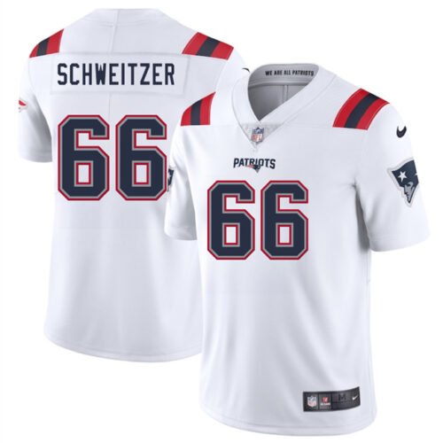 White New England Patriots #66 Wes Schweitzer 2025 Vapor Limited Stitched Football Jersey - NEP22