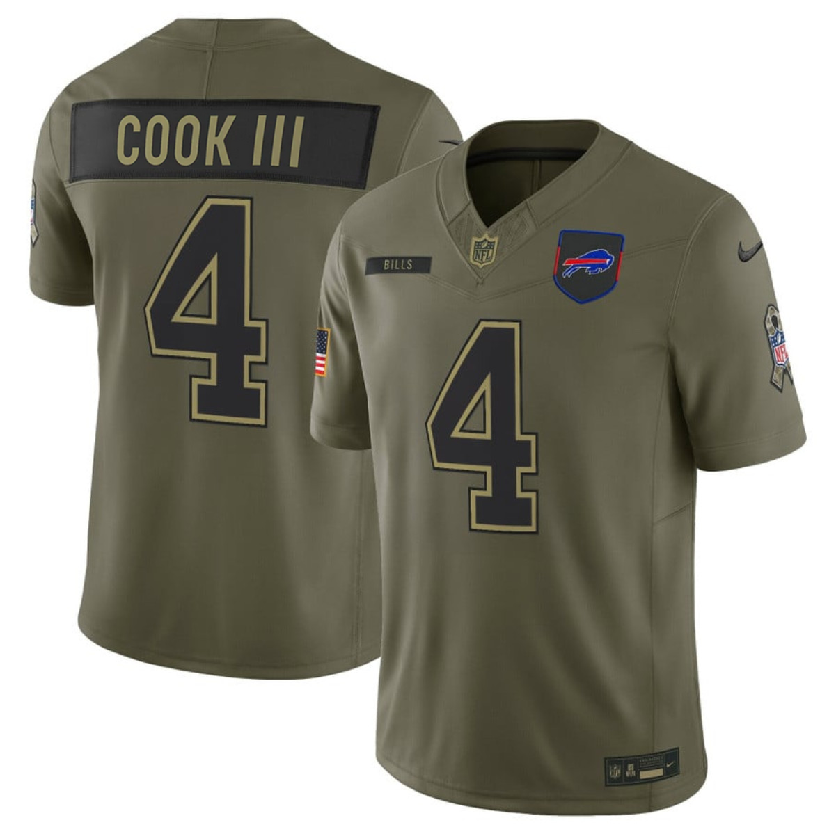 Olive Buffalo Bills #4 James Cook III 2025 F.U.S.E. Salute to Service Limited Stitched Football Jersey - BBN26