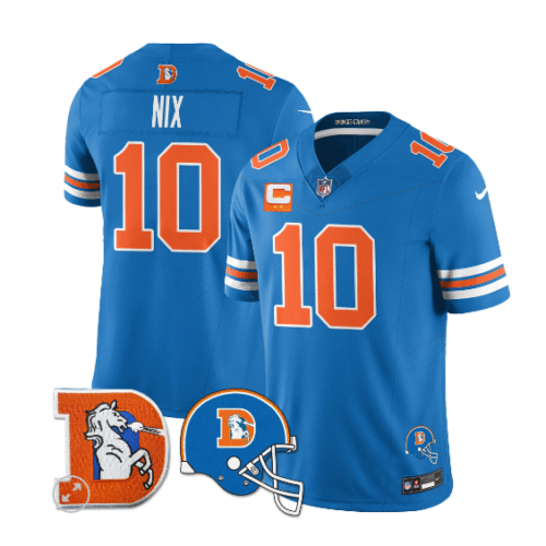 Blue Denver Broncos #10 Bo Nix F.U.S.E. Throwback Vapor Limited Stitched Football Jersey