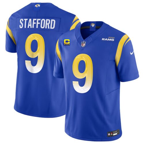 Blue Los Angeles Rams #9 Matthew Stafford 2023 F.U.S.E. With 4-Star C Patch Vapor Untouchable Limited Stitched Jersey - LAR53