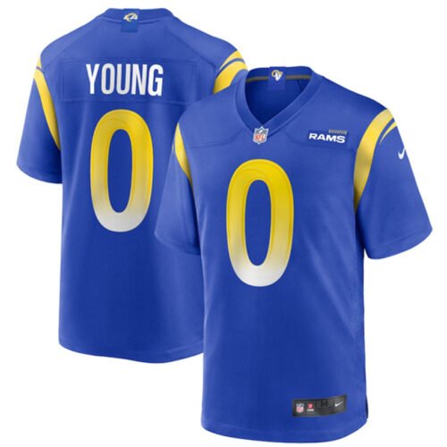 Blue Los Angeles Rams #0 Byron Young Stitched Game Jersey - LAR558