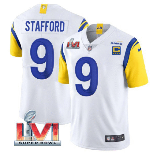 White Los Angeles Rams #9 Matthew Stafford 2022 With C Patch Super Bowl LVI Vapor Limited Jersey - LAR120