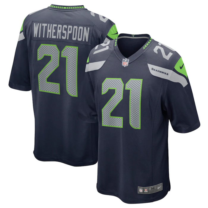 Navy Seattle Seahawks #21 Devon Witherspoon Stitched Game Jersey