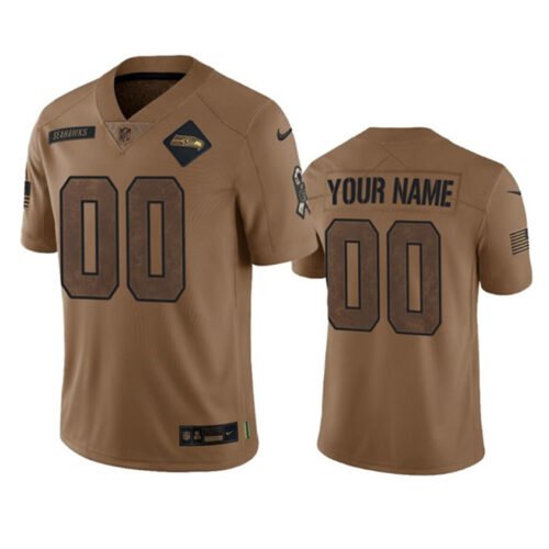 Brown Seattle Seahawks Active Player Custom 2023 Salute To Service Limited Stitched Football Jersey