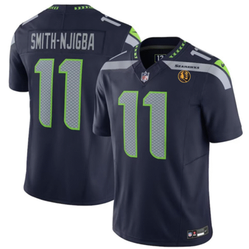 Navy Seattle Seahawks #11 Jaxon Smith-Njigba 2023 F.U.S.E. With John Madden Patch Vapor Limited Stitched Football Jersey