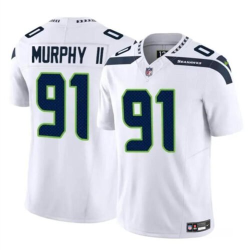 White Seattle Seahawks #91 Byron Murphy II 2024 Draft F.U.S.E Vapor Limited Stitched Football Jersey