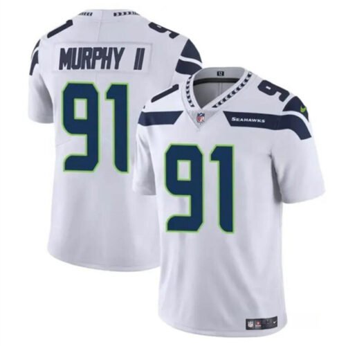White Seattle Seahawks #91 Byron Murphy II 2024 Draft Vapor Limited Stitched Football Jersey