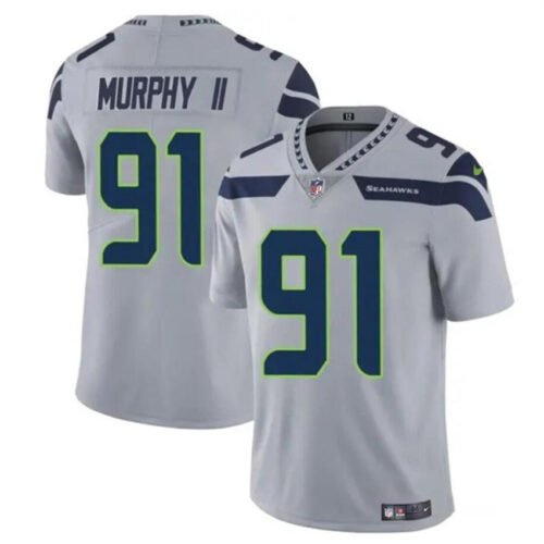 Grey Seattle Seahawks #91 Byron Murphy II 2024 Draft Vapor Limited Stitched Football Jersey