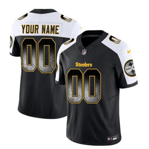Men Black/White Pittsburgh Steelers Active Player Custom 2023 F.U.S.E. Smoke Vapor Untouchable Limited Stitched Jersey - PSJ512