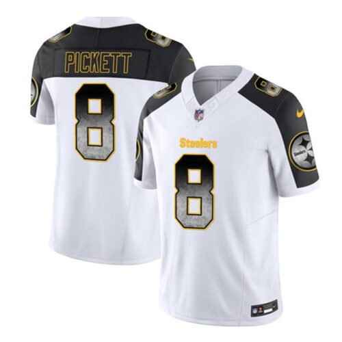 White/Black Pittsburgh Steelers #8 Kenny Pickett 2023 F.U.S.E. Smoke Vapor Untouchable Limited Stitched Jersey - PSJ22