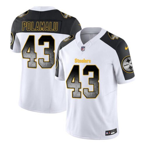 White/Black Pittsburgh Steelers #43 Troy Polamalu 2023 F.U.S.E. Smoke Vapor Untouchable Limited Stitched Jersey - PSJ276