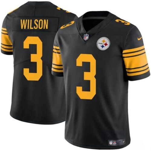 Black Pittsburgh Steelers #3 Russell Wilson Color Rush Vapor Untouchable Limited Stitched Jersey - PSJ703