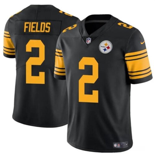 Black Pittsburgh Steelers #2 Justin Fields Color Rush Vapor Limited Stitched Jersey - PSJ643