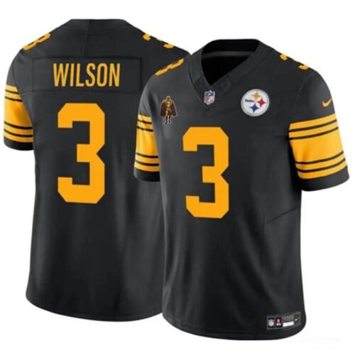 Black Pittsburgh Steelers #3 Russell Wilson F.U.S.E. With Walter Payton Patch Color Rush Limited Stitched Jersey - PSJ140