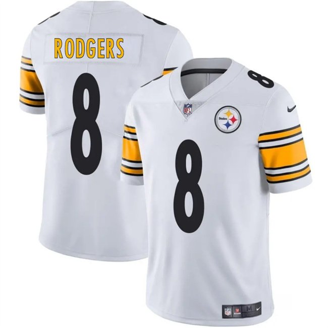 White Pittsburgh Steelers #8 Aaron Rodgers 2025 Vapor Limited Stitched Football Jersey - PSJ332