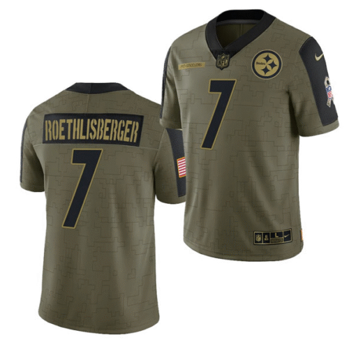 Olive Pittsburgh Steelers #7 Ben Roethlisberger 2021 Salute To Service Limited Stitched Jersey - PSJ711