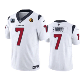 White Houston Texans #7 C.J. Stroud 2023 F.U.S.E. With 1-Star C Patch John Madden Patch Vapor Limited Stitched Football Jersey - HTJ165