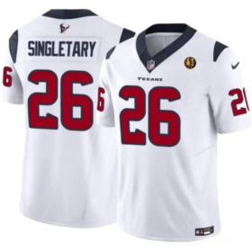White Houston Texans #26 Devin Singletary 2023 F.U.S.E. With John Madden Patch Vapor Limited Stitched Football Jersey - HTJ363