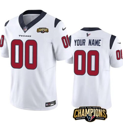 White Houston Texans Active Player Custom 2023 F.U.S.E. AFC South Champions Patch Vapor Limited Stitched Football Jersey - HTJ186