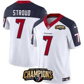 White/Navy Houston Texans #7 C.J. Stroud 2023 F.U.S.E. AFC South Champions Patch Limited Stitched Football Jersey - HTJ285