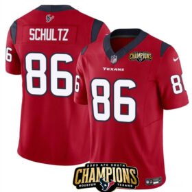 Red Houston Texans #86 Dalton Schultz 2023 F.U.S.E. AFC South Champions Patch Vapor Untouchable Limited Stitched Football Jersey - HTJ243