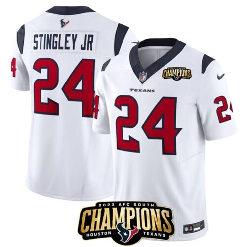 White Houston Texans #24 Derek Stingley Jr. 2023 F.U.S.E. AFC South Champions Patch Vapor Untouchable Limited Stitched Football Jersey - HTJ362