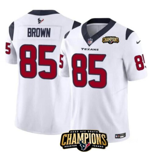 White Houston Texans #85 Noah Brown 2023 F.U.S.E. AFC South Champions Patch Vapor Untouchable Limited Stitched Football Jersey - HTJ42