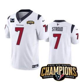 White Houston Texans #7 C.J. Stroud 2023 F.U.S.E. With 1-Star C Patch And AFC South Champions Patch Vapor Untouchable Limited Stitched Football Jersey - HTJ99