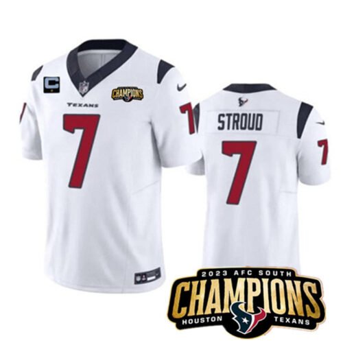 White Houston Texans #7 C.J. Stroud 2023 F.U.S.E. With 1-Star C Patch And AFC South Champions Patch Vapor Untouchable Limited Stitched Football Jersey - HTJ99