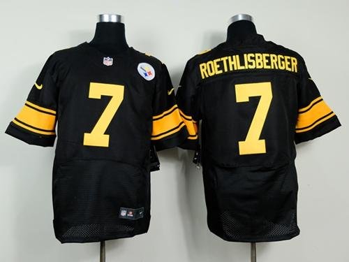 Nike Steelers #7 Ben Roethlisberger Black(Gold No.) Stitched NFL Elite Jersey - PSJ693