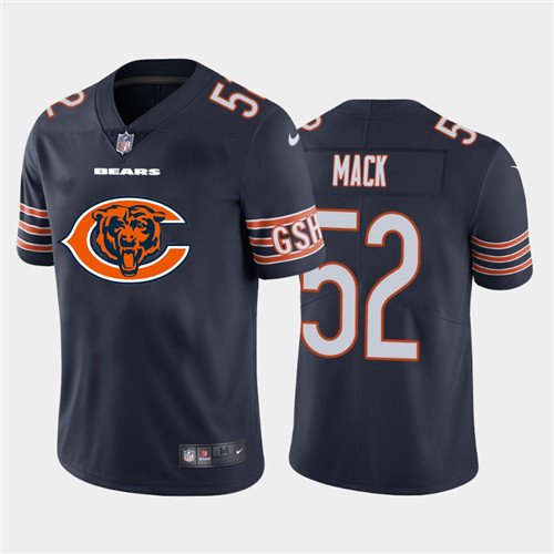 Chicago Bears #52 Khalil Mack Navy 2020 Team Big Logo Limited Stitched Jersey - CBJ282