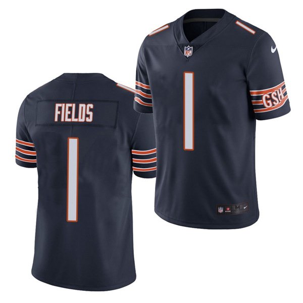 Navy Chicago Bears #1 Justin Fields 2021 NFL Draft  Vapor untouchable Limited Stitched Jersey - CBJ251