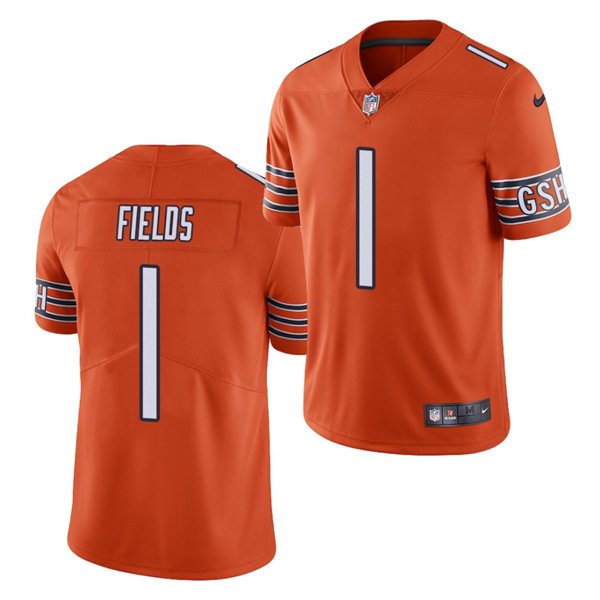 Orange Chicago Bears #1 Justin Fields 2021 NFL Draft  Vapor untouchable Limited Stitched Jersey - CBJ13