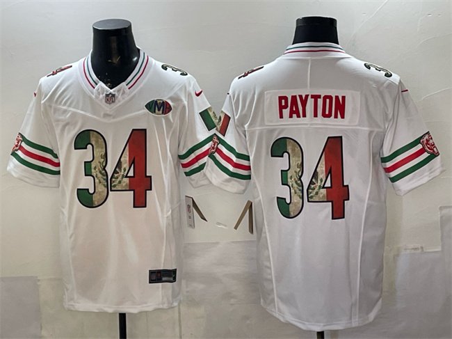 White Chicago Bears #34 Walter Payton Mexico F.U.S.E. With VMH Patch Stitched Football Jersey - CBJ22