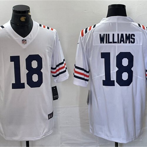 White Chicago Bears #18 Caleb Williams 2024 Draft Vapor Stitched Football Jersey - CBJ83