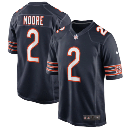 Navy Chicago Bears #2 D.J. Moore Stitched Game Jersey - CBJ101