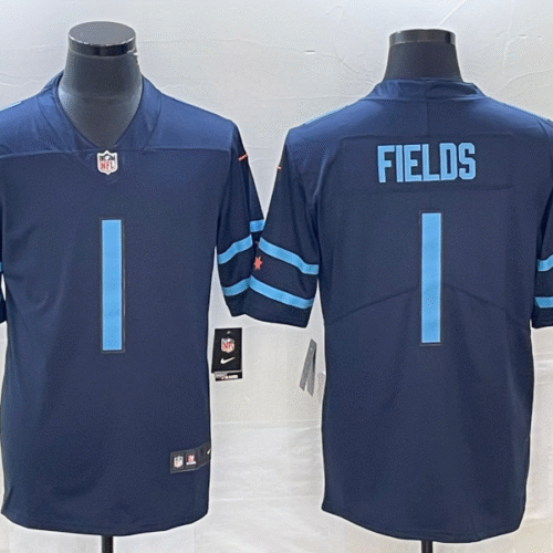 Navy Chicago Bears #1 Justin Fields 2019 City Edition Limited Stitched NFL Jersey - CBJ592