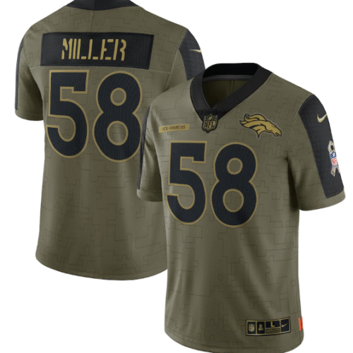 Olive Denver Broncos #58 Von Miller 2021 Salute To Service Limited Stitched Jersey