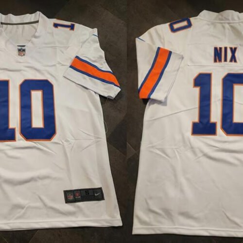 White Denver Broncos #10 Bo Nix With 1-star C Patch Stitched Football Jersey