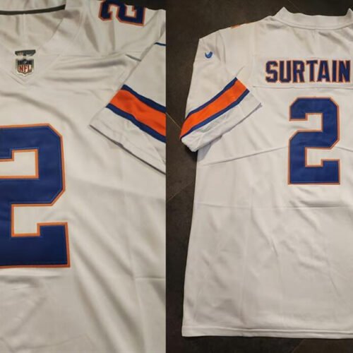 White Denver Broncos #2 Pat Surtain II With 1-star C Patch Stitched Football Jersey