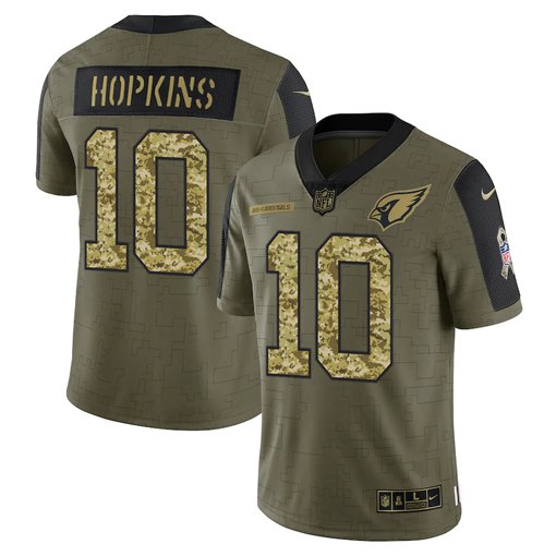Olive Arizona Cardinals #10 DeAndre Hopkins 2021 Camo Salute To Service Limited Stitched Jersey - ACJ345