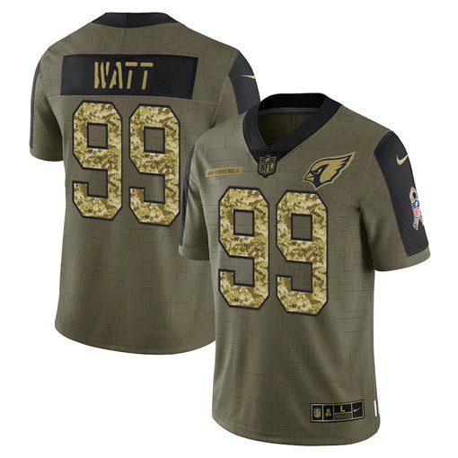 Olive Arizona Cardinals #99 J.J. Watt 2021 Camo Salute To Service Limited Stitched Jersey - ACJ46