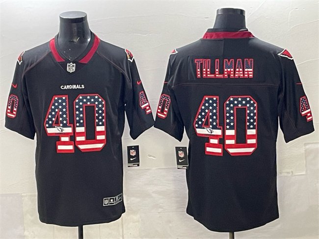 Black Arizona Cardinals #40 Pat Tillman 2018 USA Flag Fashion Color Rush Stitched Football Jersey - ACJ126