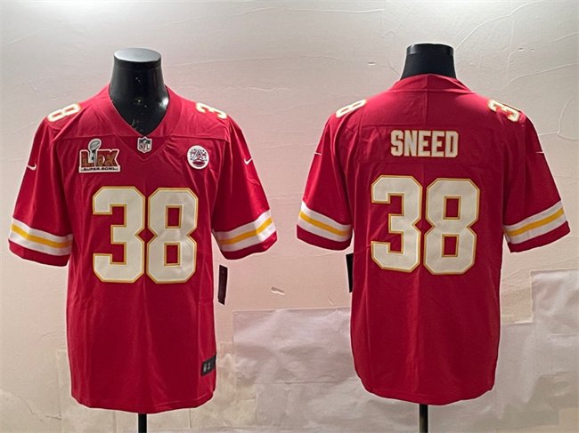 Red Kansas City Chiefs #38 L'Jarius Sneed 2025 Super Bowl LIX Patch Vapor Untouchable Limited Stitched Football Jersey - KCJ92