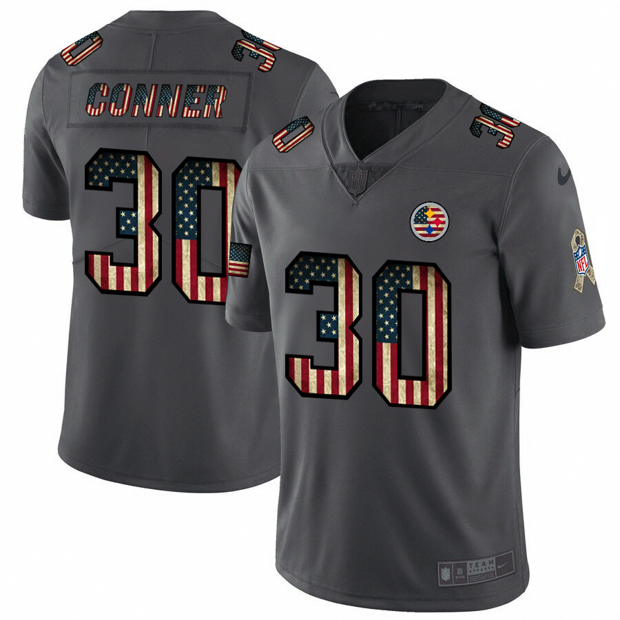 Pittsburgh Steelers #30 James Conner Nike 2018 Salute to Service Retro USA Flag Limited NFL Jersey - PSJ705