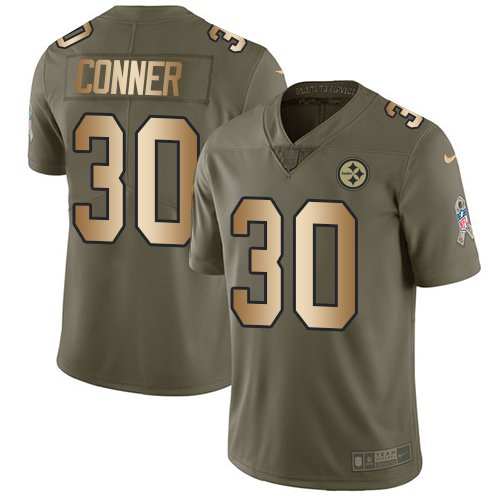 Nike Steelers #30 James Conner Olive/Gold Stitched NFL Limited 2017 Salute To Service Jersey - PSJ269