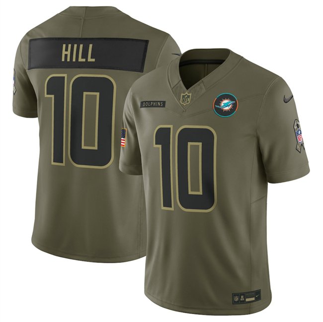 Olive Miami Dolphins #10 Tyreek Hill 2025 F.U.S.E. Salute to Service Limited Stitched Football Jersey - MDR36