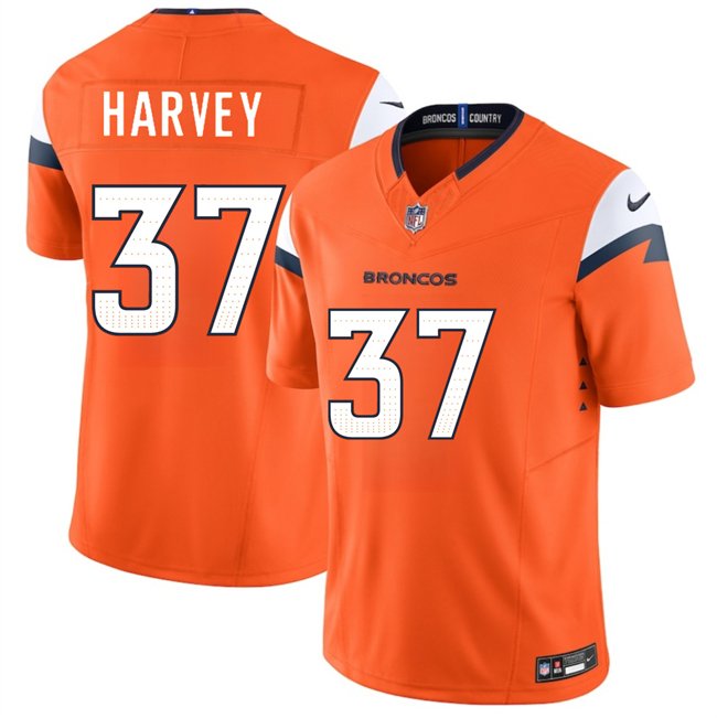Orange Denver Broncos #37 RJ Harvey 2025 Draft F.U.S.E. Vapor Limited Stitched Football Jersey