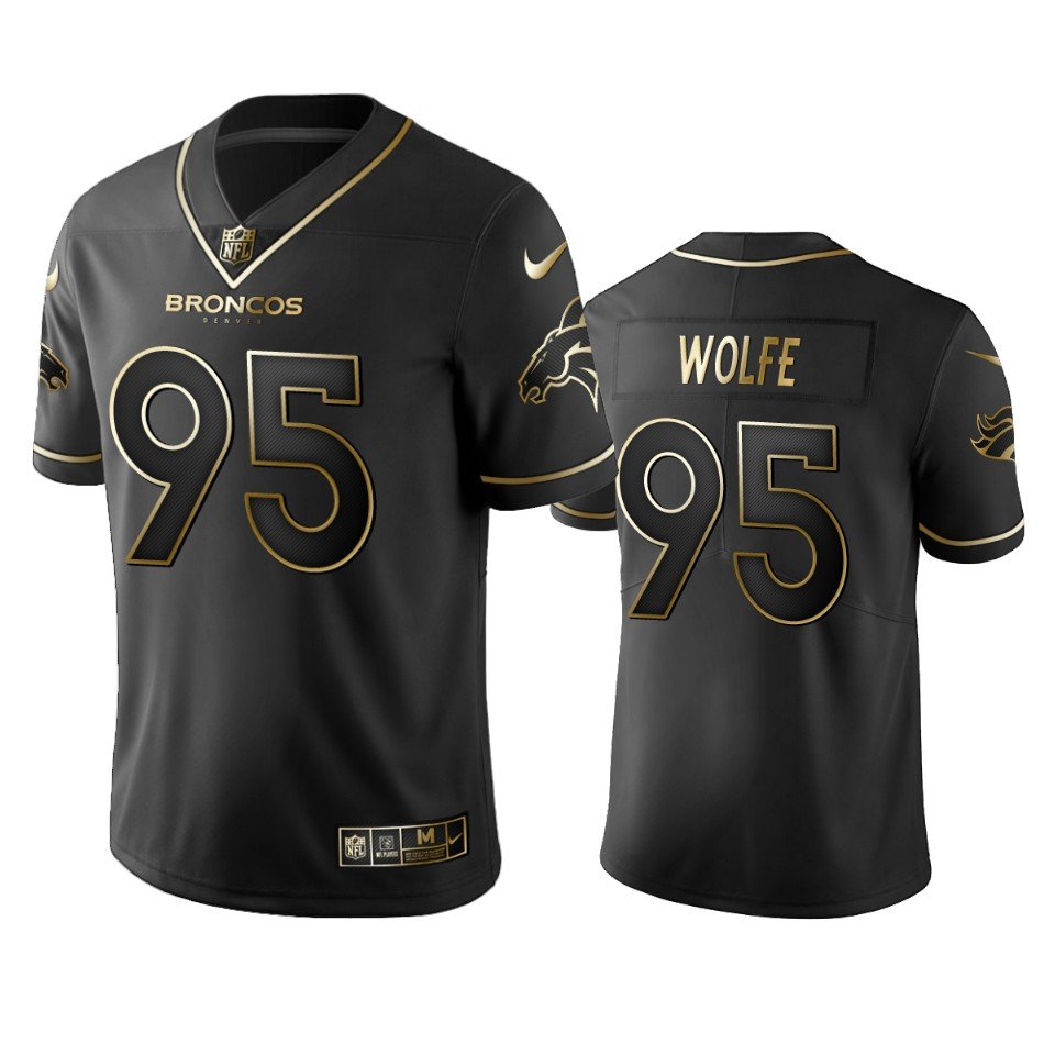 Broncos #95 Derek Wolfe Stitched NFL Vapor Untouchable Limited Black Golden Jersey